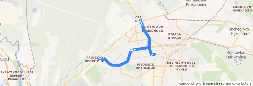 Mapa del recorrido Автобус № 7: Приютино => ж/д платформа "Всеволожская" de la línea  en Город Всеволожск.