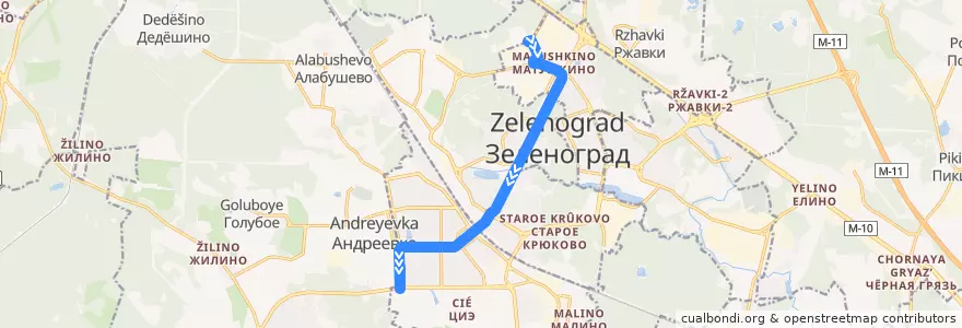 Mapa del recorrido Автобус № 15: Северная - 16 микрорайон de la línea  en Зеленоградский административный округ.