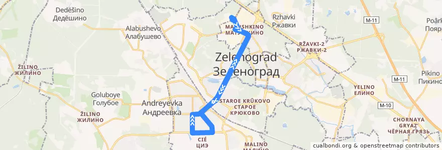 Mapa del recorrido Автобус № 28: Северная - Улица 1 мая - Северная (кольцо) de la línea  en Verwaltungsbezirk Selenograd.