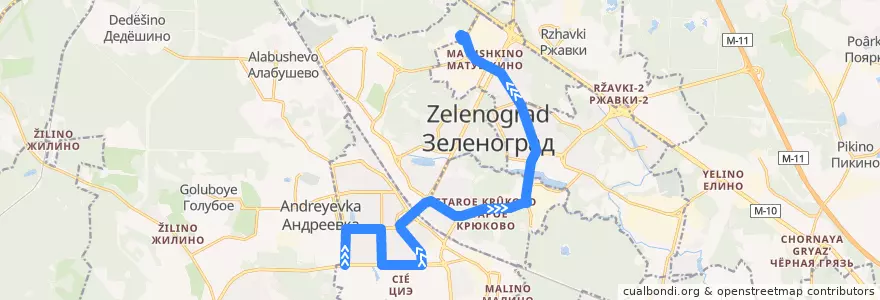 Mapa del recorrido Автобус № 32: 16 микрорайон - Северная de la línea  en Зеленоградский административный округ.