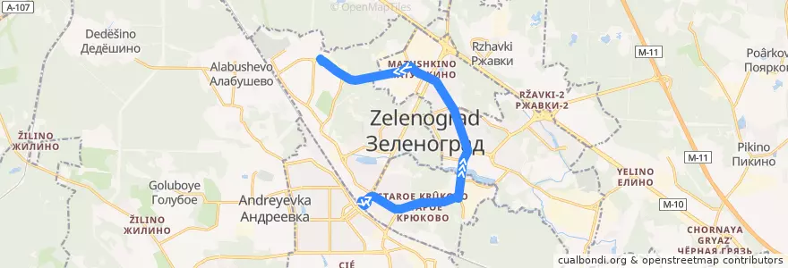 Mapa del recorrido Автобус № 3: Станция Крюково - Западная de la línea  en Зеленоградский административный округ.