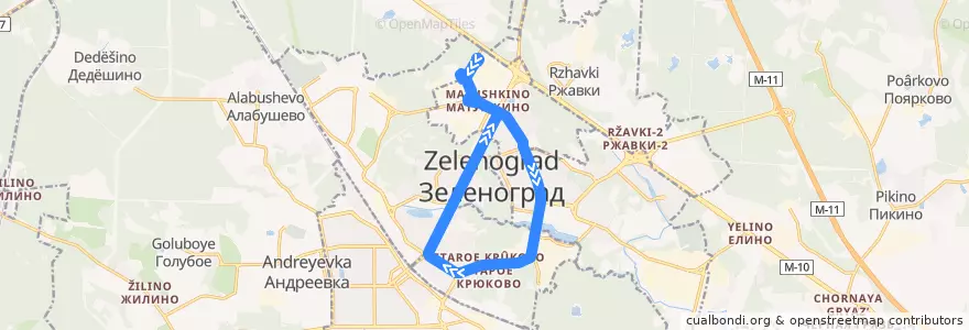 Mapa del recorrido Автобус № 8: 41 км - Панфиловский проспект - 41 км (внутреннее кольцо) de la línea  en Зеленоградский административный округ.