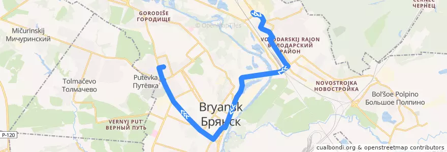 Mapa del recorrido Троллейбус №6: бульвар Щорса - улица Горбатова de la línea  en городской округ Брянск.