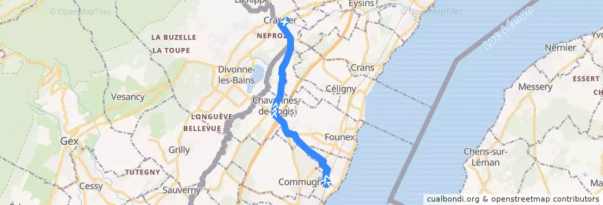 Mapa del recorrido Bus 813: Coppet, Gare => Crassier, Ancienne Gare de la línea  en District de Nyon.