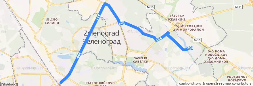Mapa del recorrido Автобус № 12: МЖК - Станция Крюково de la línea  en Зеленоградский административный округ.