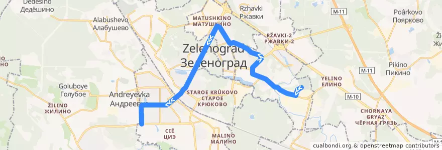 Mapa del recorrido Автобус № 15Кл: Городское кладбище - 16 микрорайон de la línea  en Зеленоградский административный округ.