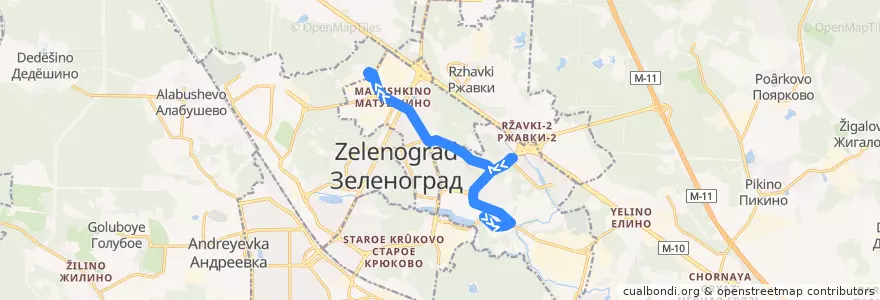Mapa del recorrido Автобус № 6: Городская больница - Северная de la línea  en Зеленоградский административный округ.