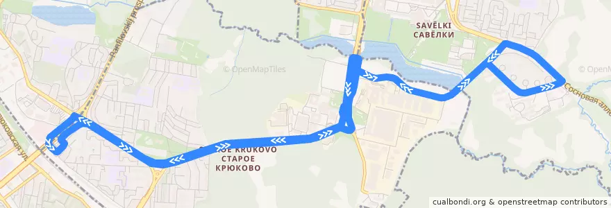 Mapa del recorrido Автобус № 31: Станция Крюково - Городская больница - Станция Крюково (кольцо) de la línea  en Зеленоградский административный округ.