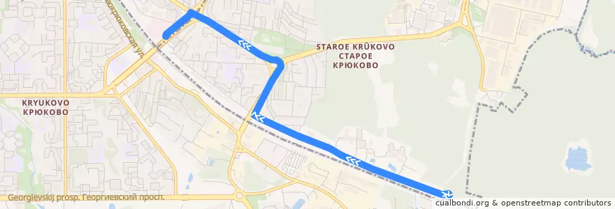 Mapa del recorrido Автобус № 21: Платформа Малино - Станция Крюково de la línea  en район Крюково.