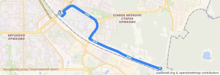 Mapa del recorrido Автобус № 21: Станция Крюково - Платформа Малино de la línea  en район Крюково.