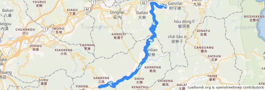 Mapa del recorrido 新北市 846 瑞芳-平溪 de la línea  en 新北市.