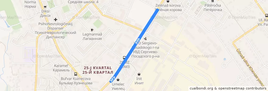 Mapa del recorrido 120: Сергиев Посад - Жуклино de la línea  en Сергиево-Посадский городской округ.