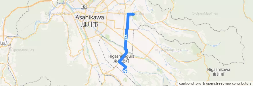 Mapa del recorrido [78]空港・動物園線（急行） de la línea  en 上川総合振興局.