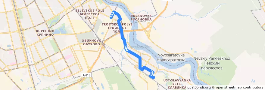 Mapa del recorrido Автобус № 51: улица Грибакиных => завод ЖБИ-1 de la línea  en Невский район.