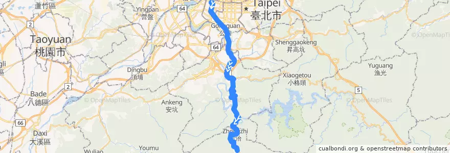 Mapa del recorrido 新北市 849 烏來-台北 (往程) de la línea  en New Taipei.