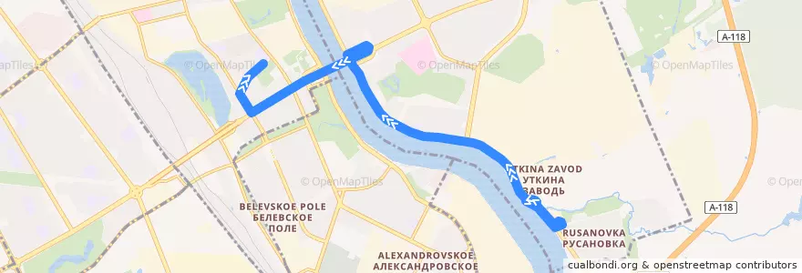 Mapa del recorrido Автобус № 119: АО "Приневское" => станция метро "Ломоносовская" de la línea  en Nevsky District.