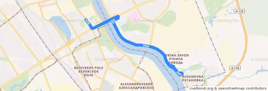 Mapa del recorrido Автобус № 119: станция метро "Ломоносовская" => АО "Приневское" de la línea  en Невский район.