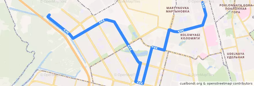 Mapa del recorrido Автобус № 182: Афонская улица => Глухарская улица de la línea  en Приморский район.
