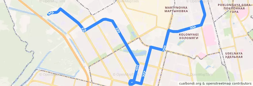 Mapa del recorrido Автобус № 182: Глухарская улица => Афонская улица de la línea  en Приморский район.