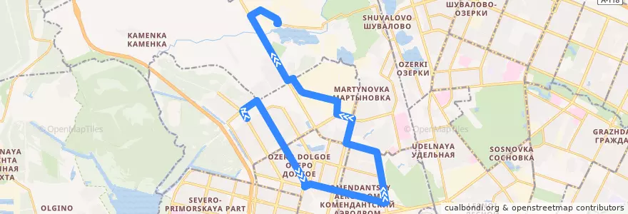 Mapa del recorrido Автобус № 171: улица Шаврова => ОАО "Климов" de la línea  en Приморский район.