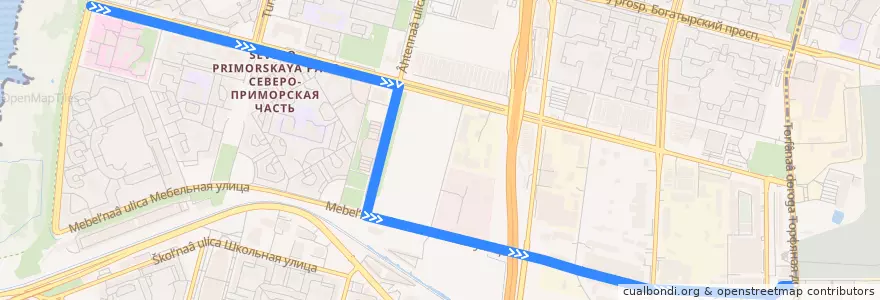 Mapa del recorrido Автобус № 154А: Шуваловский проспект => станция метро «Старая Деревня» de la línea  en округ № 65.