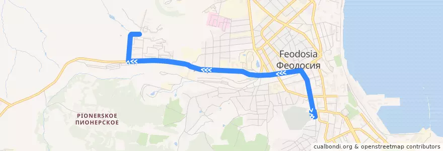 Mapa del recorrido 7 Центр - ул. Челнокова de la línea  en городской округ Феодосия.