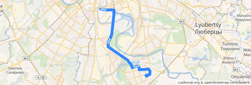 Mapa del recorrido Автобус 291: Автозаводский мост - Метро "Красногвардейская" de la línea  en Южный административный округ.