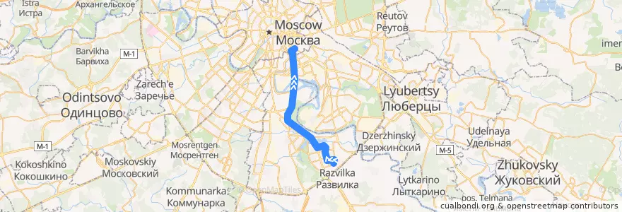 Mapa del recorrido Автобус 299: 14-й микрорайон Орехова-Борисова - Метро "Пролетарская" de la línea  en Южный административный округ.