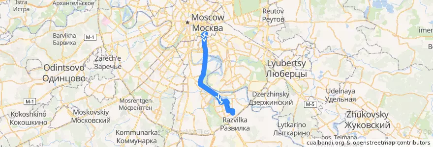Mapa del recorrido Автобус 299: Метро "Пролетарская" - 14-й микрорайон Орехова-Борисова de la línea  en Южный административный округ.