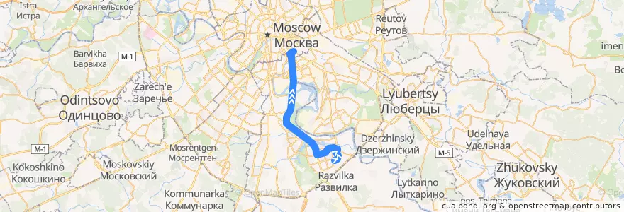 Mapa del recorrido Автобус 608: Метро "Красногвардейская" - Метро "Пролетарская" de la línea  en Южный административный округ.