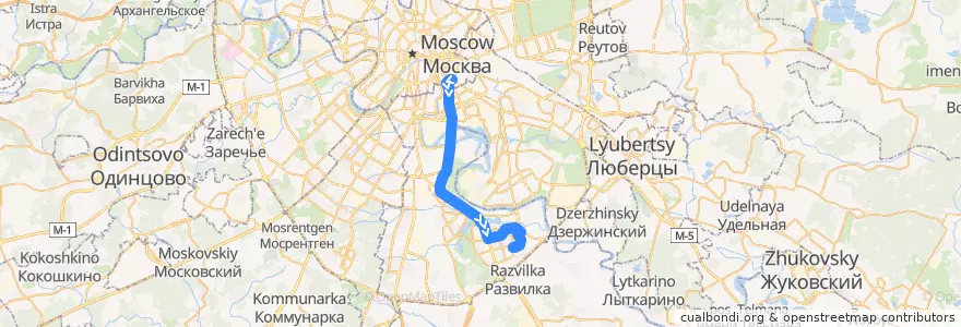 Mapa del recorrido Автобус 608: Метро "Пролетарская" - Метро "Красногвардейская" de la línea  en Южный административный округ.