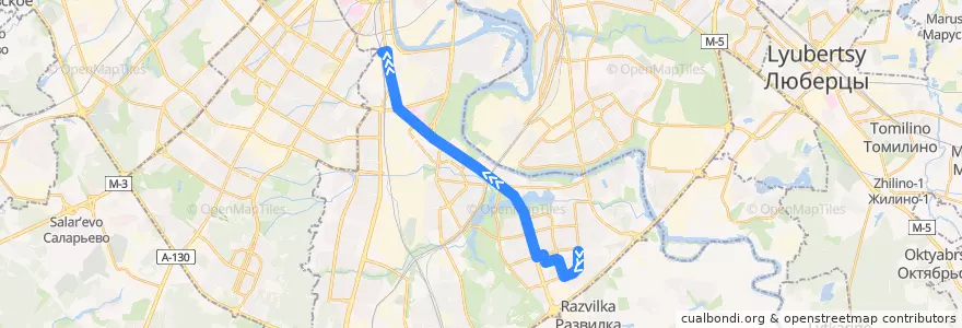 Mapa del recorrido Автобус 298: Метро "Красногвардейская" => Метро "Нагатинская" de la línea  en Южный административный округ.