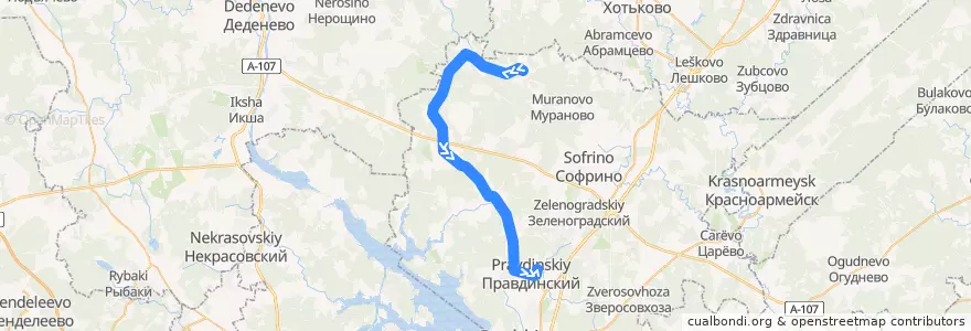 Mapa del recorrido Автобус №32: Луговая - пл. Правда de la línea  en Пушкинский городской округ.