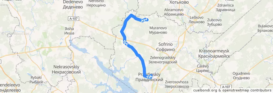 Mapa del recorrido Автобус №32: пл. Правда - Луговая de la línea  en Пушкинский городской округ.