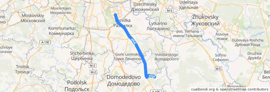 Mapa del recorrido Автобус №510: Домодедовское кладбище - Метро "Домодедовская" de la línea  en Московская область.