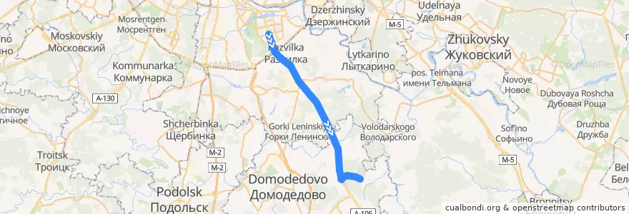 Mapa del recorrido Автобус №510: Метро "Домодедовская" - Домодедовское кладбище de la línea  en Óblast de Moscú.