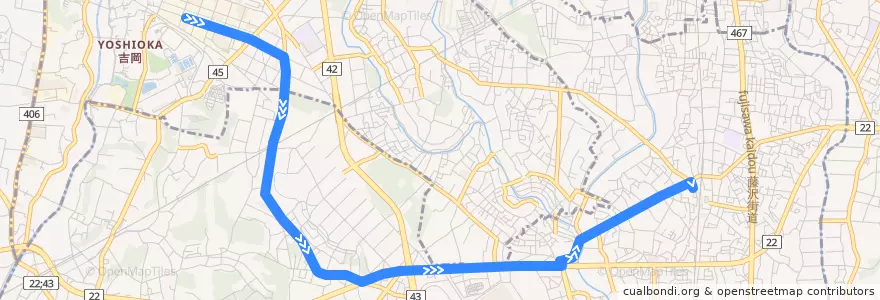 Mapa del recorrido 長36 吉岡工業団地→葛原→長後駅西口 de la línea  en 神奈川県.