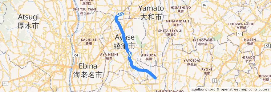 Mapa del recorrido 長24 さがみ野駅→大塚本町・寺尾→長後駅西口 de la línea  en 神奈川県.