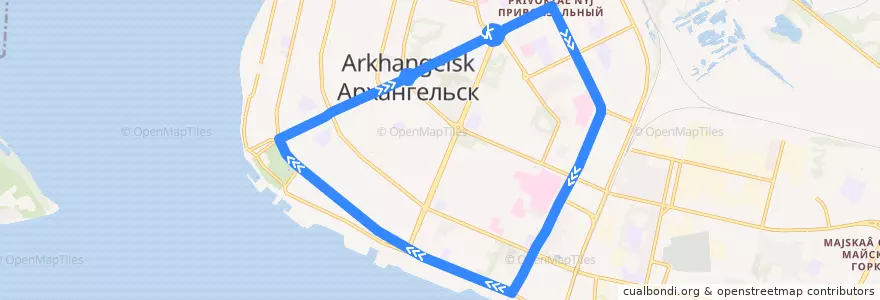 Mapa del recorrido Автобус 11 de la línea  en アルハンゲリスク管区.