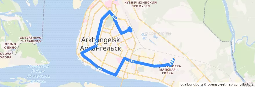 Mapa del recorrido Автобус 62 de la línea  en アルハンゲリスク管区.