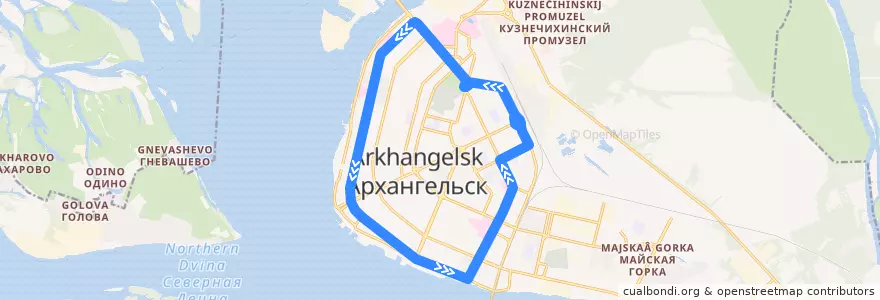 Mapa del recorrido Автобус 76к de la línea  en городской округ Архангельск.