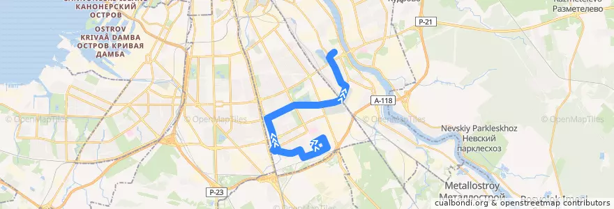 Mapa del recorrido Автобус № 157: Бухарестская улица => станция метро "Ломоносовская" de la línea  en Фрунзенский район.