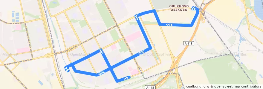 Mapa del recorrido Автобус № 96: станция «Обухово» => Малая Балканская улица de la línea  en Фрунзенский район.
