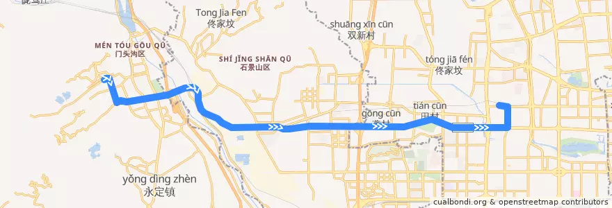 Mapa del recorrido Bus BRT4支: 龙泉西公交场站 => 地铁海淀五路居站 de la línea  en Beijing.