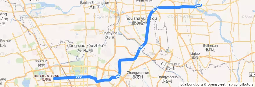 Mapa del recorrido Subway 15: 俸伯 => 望京西 de la línea  en 北京市.