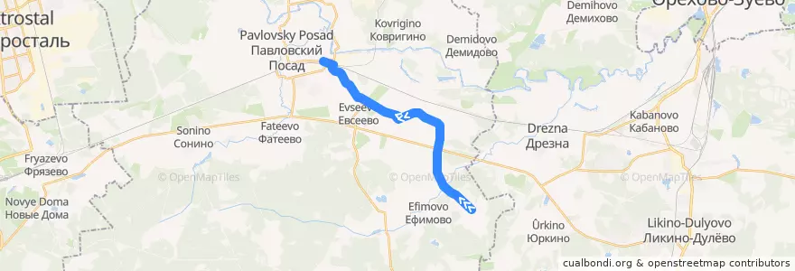 Mapa del recorrido Автобус №32: Козлово - Павловский Посад de la línea  en городской округ Павловский Посад.