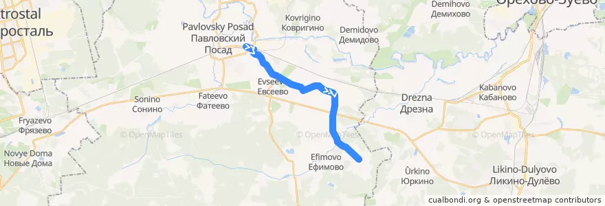 Mapa del recorrido Автобус №32: Павловский Посад - Козлово de la línea  en городской округ Павловский Посад.