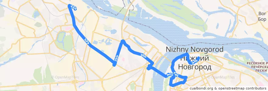 Mapa del recorrido Автобус 9: Красное Сормово => площадь Минина и Пожарского de la línea  en Nizhny Novgorod.
