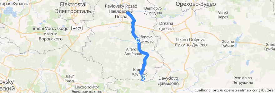Mapa del recorrido Автобус №34: Чисто-Перухово - Павловский Посад de la línea  en городской округ Павловский Посад.