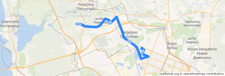 Mapa del recorrido Автобус № 75: Новоселки => улица Жени Егоровой de la línea  en Выборгский район.